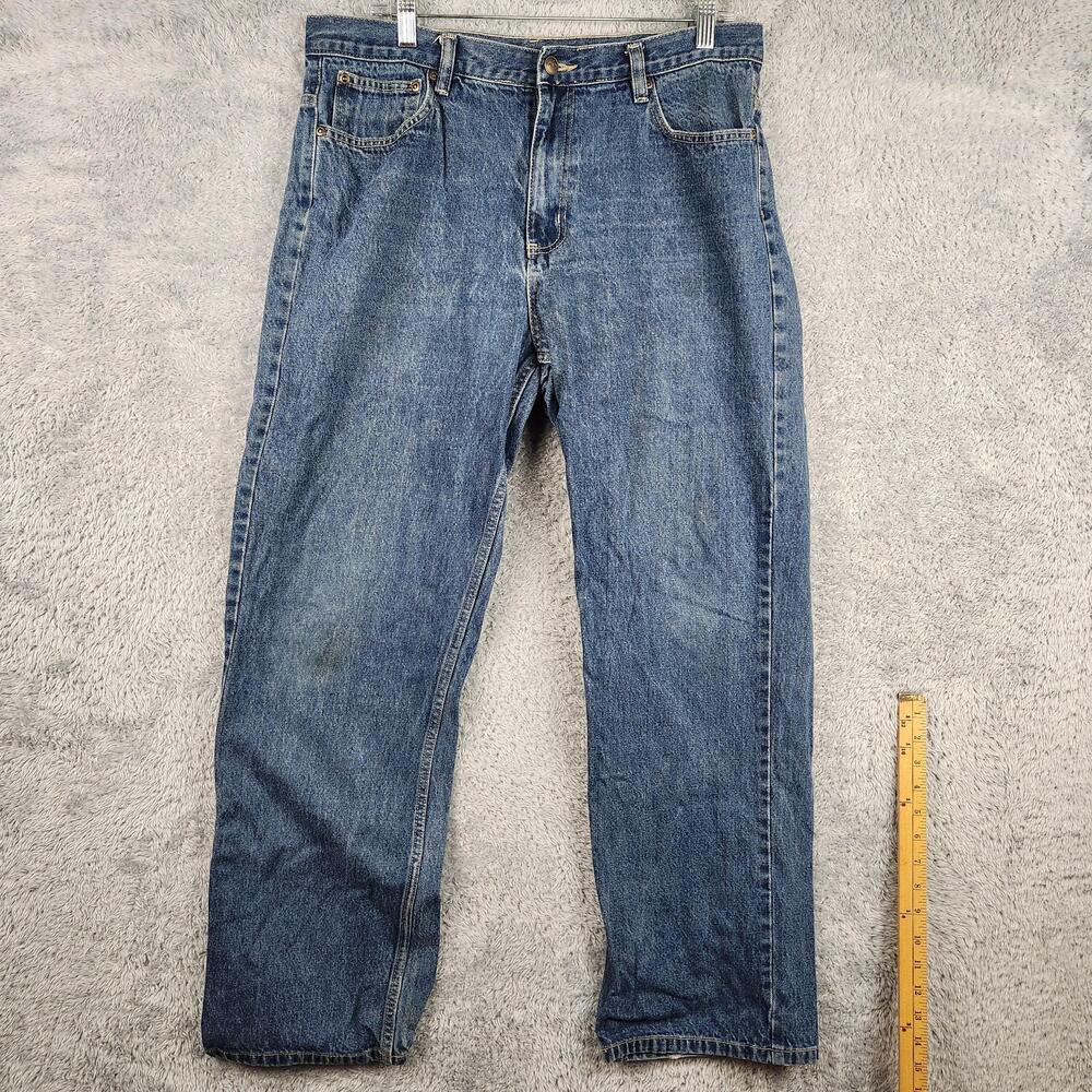Open Trails Jeans Mens 34x30 Blue Denim Straight Leg Stonewash Classic Workwear